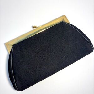 Kadin Elegant Black Clutch with Gold Frame